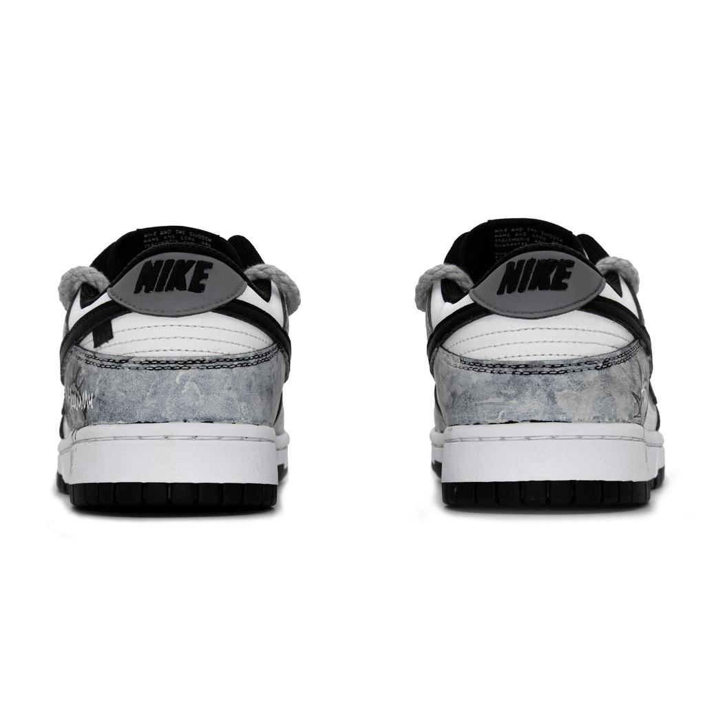 Nike Dunk Night Graffiti MONE Manufacturing Abrasion Resistant Lightweight Low Top Skateboard Shoes Unisex Black White HF5441-100(Team177-)