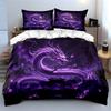 Purple Dragon Art Decor Set Soft Comfortable Duvet Cover Bedding Set Included 1*Duvet Cover & 2*Pillowcases, Gift