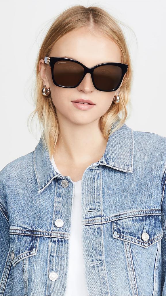 Black Frame Asian Gold Logo Gray Lenses [Balenciaga] BB0102SA-001 Sunglasses, Fit, Embellishment,