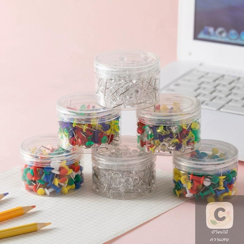 HUA HUA 100pcs/box Assorted Making Thumb Tacks Multicolor Plastic Tacks Push Pins Cork Board Office School Stationery Supplies