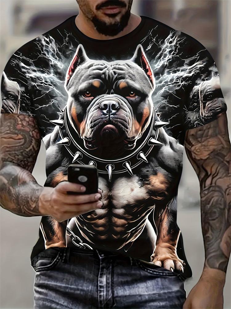 2026 New Men's 3D Dragon Print T-shirt Casual Short-sleeved Pullover Polyester Round-neck Summer Outdoor Clothing Adult Size