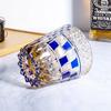 Japanese Edo Kiriko Crystal Glass Hand Carved Whiskey Cup Purple Fluorite Dawn Light Luxury