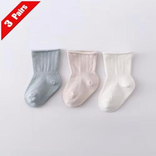 1/3/5Pairs Children Girls Socks Four Seasons Cotton Simple Toddler Boys Socks Loose Mouthed Casual Newborn Socks Age For 0-5Yrs