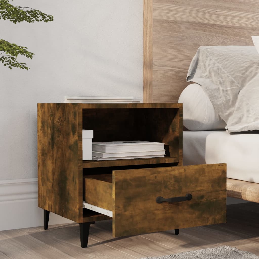 Nightstands 2 Pcs Smoked Oak Wood Based Material