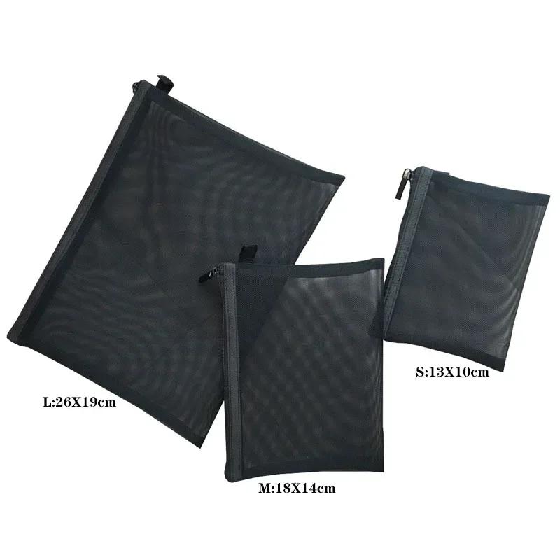 1pcs Unisex Mesh Clear Cosmetic Bags Small Large Black Makeup Bag Portable Travel Toiletry Organizer Case Lipstick Storage Pouch