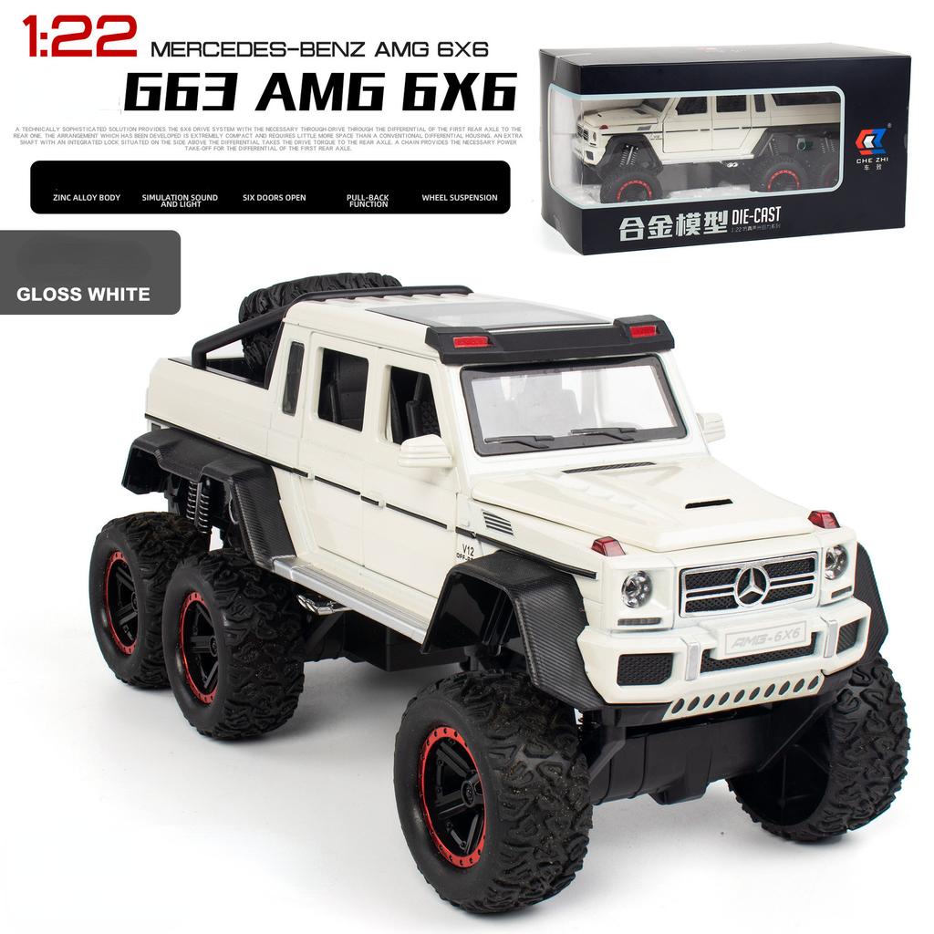 1:22 Mercedes-Benz G63 AMG 6X6 Off-road Vehicle SUV Alloy Model Car Diecast Simulation Sound Light Toys Car Children Gifts A72