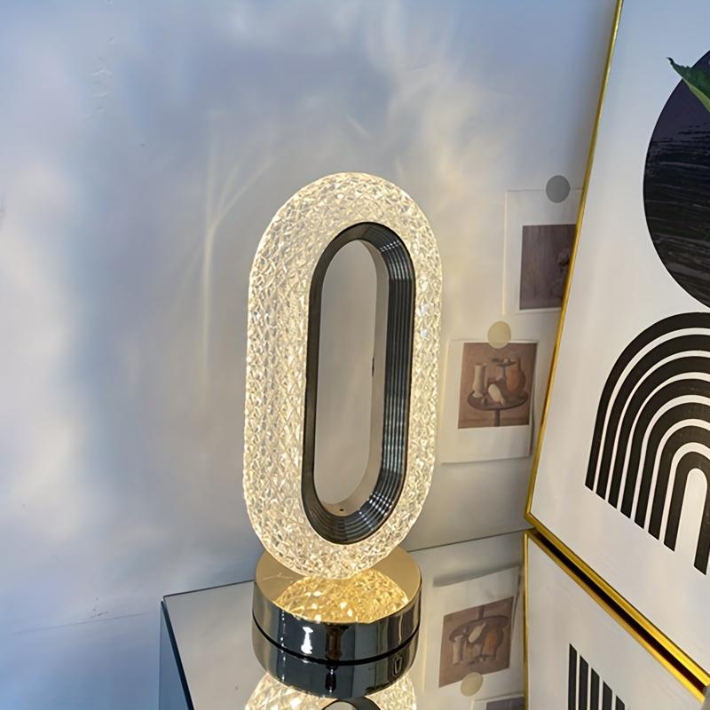1 Luxurious Oval Crystal Table Lamp, Office USB Charging Lamp, Living Room Bedside Night Light Decorative Table Lamp Suitable for Bedroom, Living Room