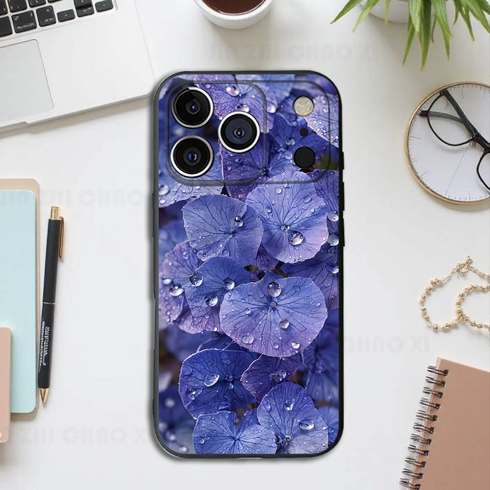 

Raindrop Flowers Silicone Soft Phone Case For IPhone17 16 15 14 13 12 11 Pro Max Plus X XR SE Cover iPhone15promax