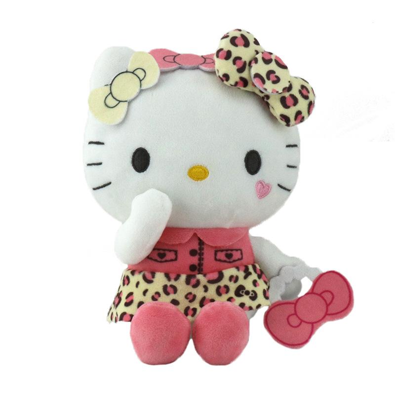 Peluche Leopardo Nero Scintillante Stile College Bambola Hello Kitty Kawaii Carino Morbido Regalo per Bambino
