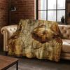 Retro Navigation Map Compass Flannel Blanket Soft Warm Throw Blanket for Bed Bedroom Room Living Room Travel Camping Picnic Gift