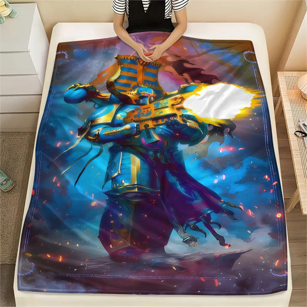 1PC Warhammer 40k Print Flannel Blanket, High Quality Comfortable for All Seasons, Home Decor, Warmth and Comfort, Perfect for Christmas Gifts