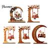 Unique Wood Craft Gift Wooden Swing Ornament with Santa Claus/Bear for Christmas, Tabletop Natural Grain Ornaments Claus Figurine Home Living