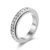 Stainless Steel Cubic Zirconia Rotatable Chain Couple Rings Anti Stress Anxiety Fidget Spinner Ring Wedding Band Knuckle Jewelry