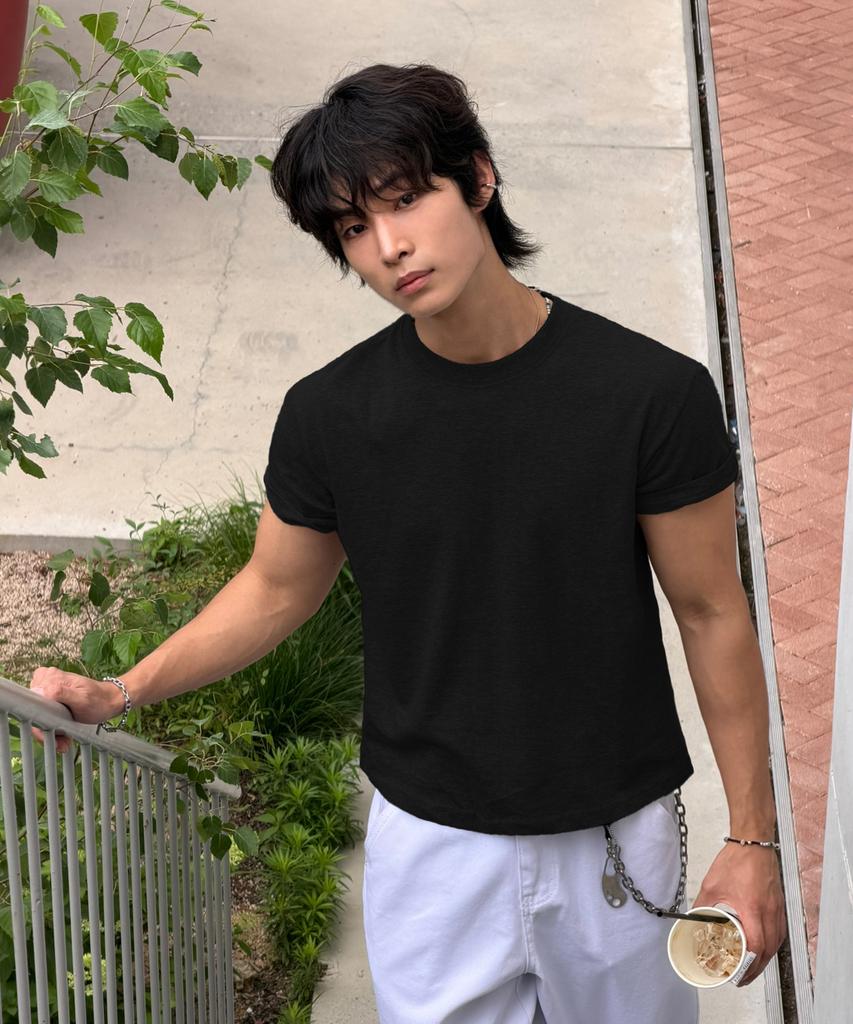 SIGNATURE Summer Muscle Fit Crop Short Sleeve T-Shirt [3 Colors]