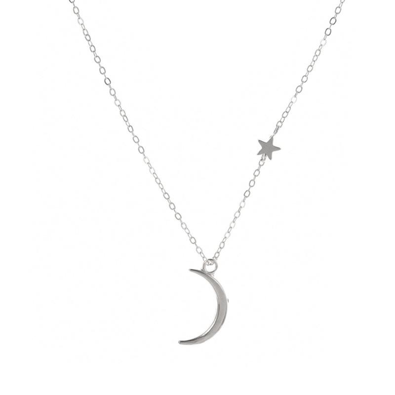 Korean version ins simple and versatile fashion women's short collarbone chain direct supply, copper moon star pendant necklace