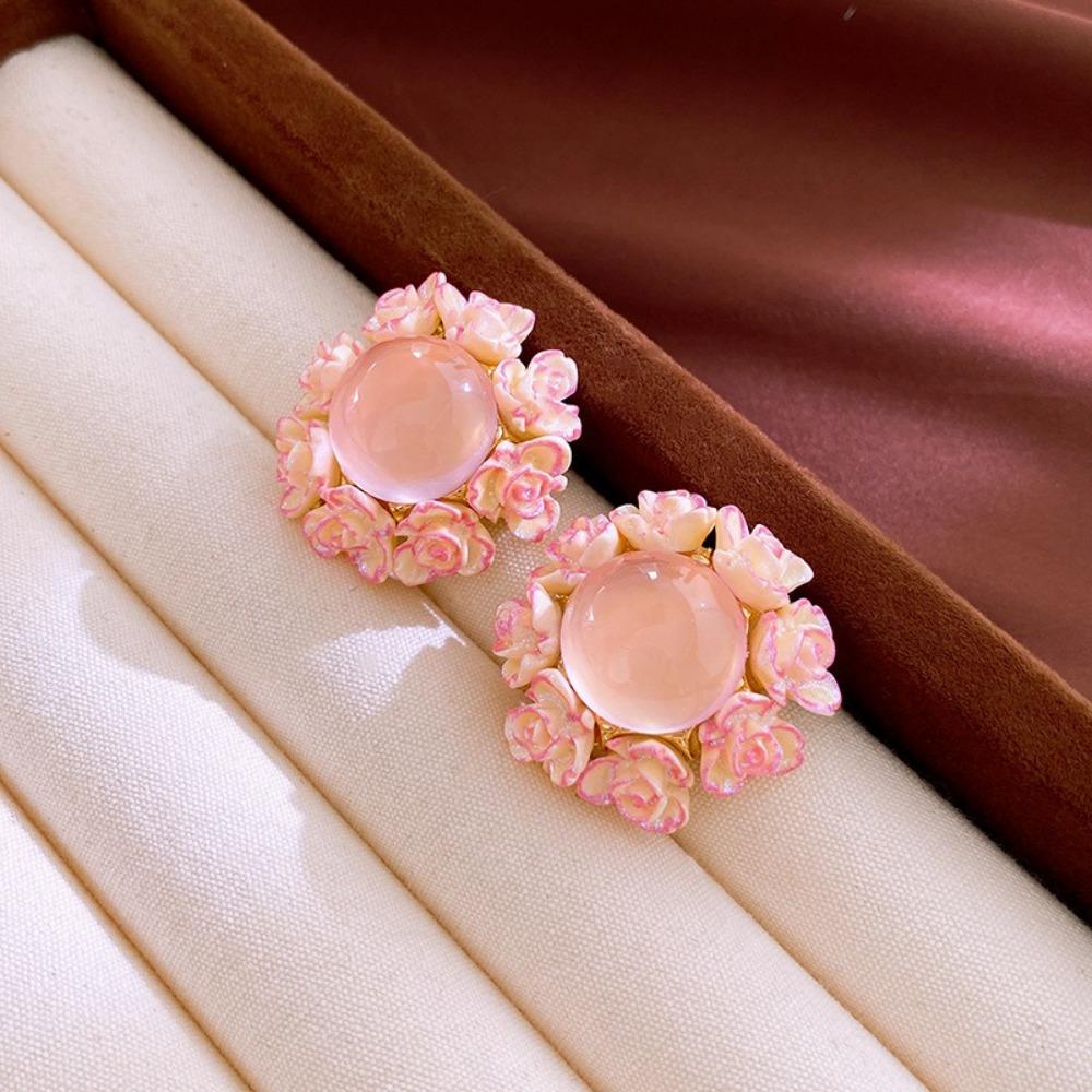 Rose Bohemian Earrings Women Ear Jewelry Sweet Flower Earrings Elegant Flower Stud Earrings  Gift