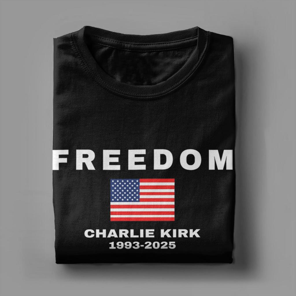 Turning Point USA Charlie Kirk T-Shirts Men  Novelty Pure Cotton Tee Shirt Round Collar Short Sleeve T Shirts Gift Idea Tops