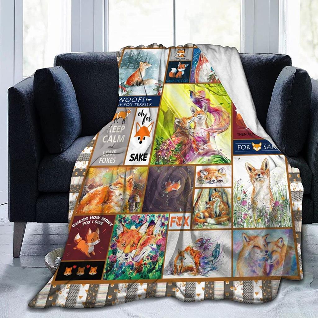 Fuchs-Decke für Mädchen, Jungen, Erwachsene, Fuchs-Geschenke, superweiche Überwurfdecken für Bett, Couch, Sofa, leichte Überwurf-Faultier-Decke, Bettwäsche