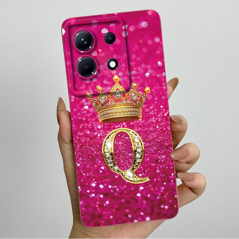 Dla Infinix Note 30 4G 5G Note30 Pro VIP 30i Modne Etui na Telefon z Inicjałami dla Pary Miękki Silikon TPU Osłona Ochronna na Obiektyw