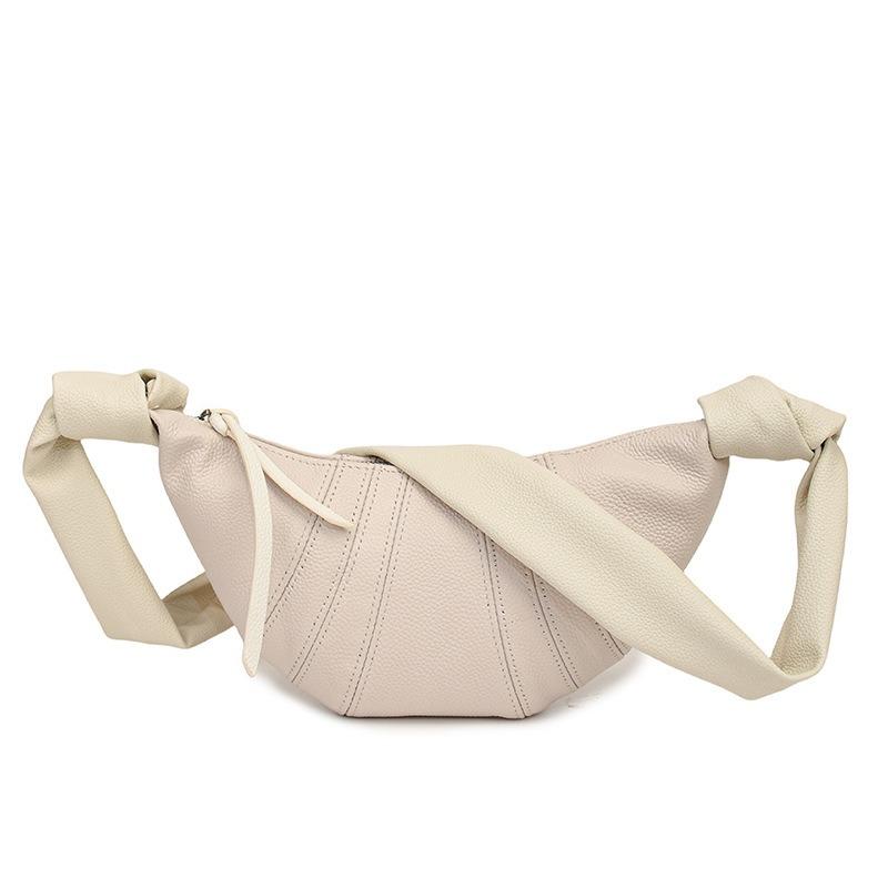 Retro croissant bag, soft leather, one-shoulder cross-body dumpling bag, niche design, armpit baguette, leather bag, girl