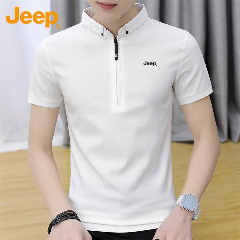 Jeep Men's Ice Silk Half-Zip Polo T-Shirt