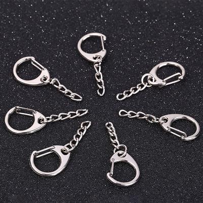 10Pz Portachiavi in Argento Lucidato Portachiavi Fai da Te Catena Corta Anello Diviso Portachiavi