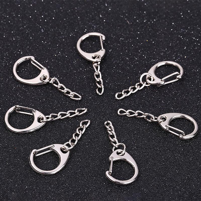 10Pcs Polished Silver Keyring Diy Keychain Short Chain Split Ring Key Rings