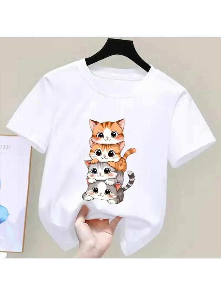 Kids Girls Just a Girl Who Loves Cats Graphic TShirt Soft Cotton Crew Neck Tee Casual Summer Wear for School Playdf0020