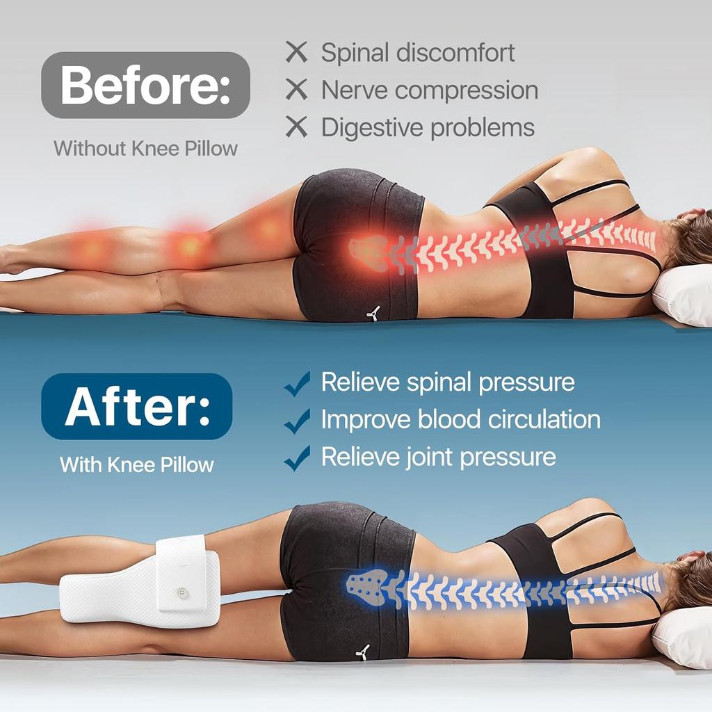 Memory Foam Knee Pillow Orthopaedic Leg Pillow Sleeping Orthopedic Sciatica Back Hip Joint for Pain Relief Thigh Leg Pad