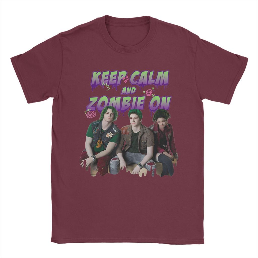Men Women Zombies 2 Keep Calm and Zombie On T Shirt  100% Cotton Clothing Awesome Short Sleeve Round Collar Tees Printed T-Shirt