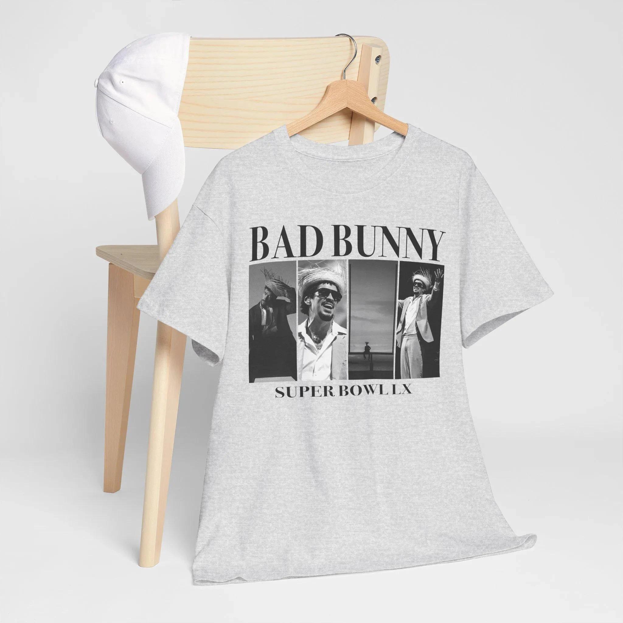 

2026 Футболка Bad Bunny Super Bowl для чоловіків і жінок Літній бавовняний одяг Модна повсякденна футболка з коротким рукавом Streetwear S червоний