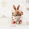 Ostern Blumenschale und Hase Wandaufkleber Selbstklebend Abnehmbar für Kinderzimmer Wohnzimmer Hintergrund Hausdekoration