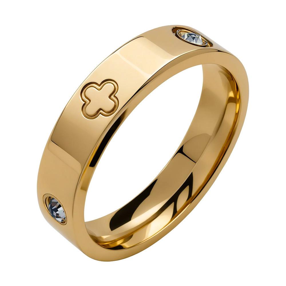 Stainless Steel Diamond Embedded Bracelet Ring Set for Women 4 Pieces High-End Feelings Jewelry Vintage Style
