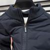 Men's Ribbed Cotton Padded Jacket - Warm Stand Collar for Autumn/Winter, Suitable for Mid-Age and Youth, Casual Versatile Layering.
