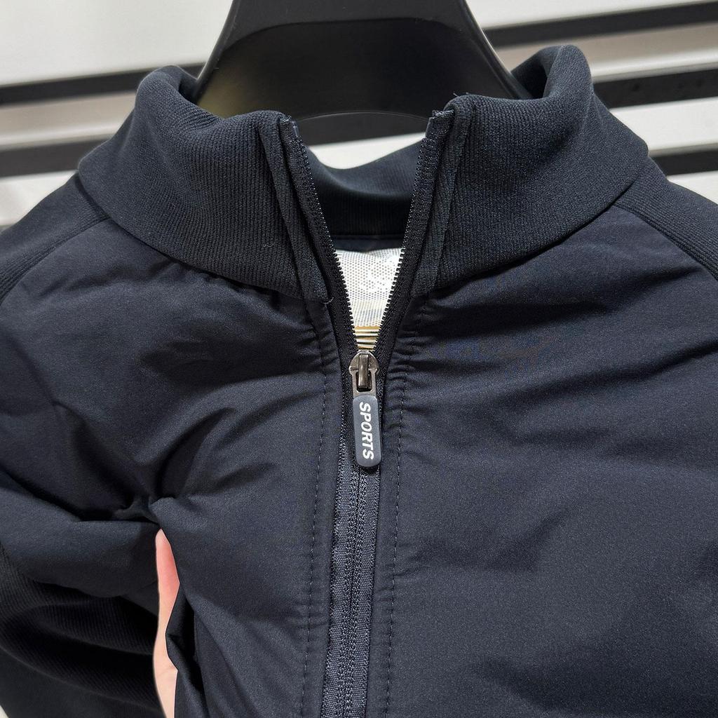 Men's Ribbed Cotton Padded Jacket - Warm Stand Collar for Autumn/Winter, Suitable for Mid-Age and Youth, Casual Versatile Layering.