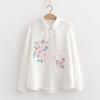 Retro Artsy Ethnic Style Embroider Flower Pure Cotton Shirt 2024 Spring New Arrival Loose All-Matching Top Women