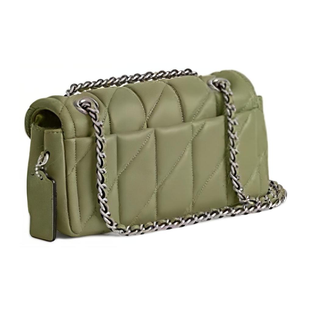Coach Tabby 20 Logo Jacquard Quilted Flap Napa Leather Shoulder Bag Women Handbags Moss-Green CP145-LHMOS