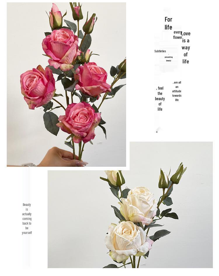 Liu Yifei Inspired Dried Flower Oil Painting - Artificial Rose Bouquet for Living Room or Dining Table Decor