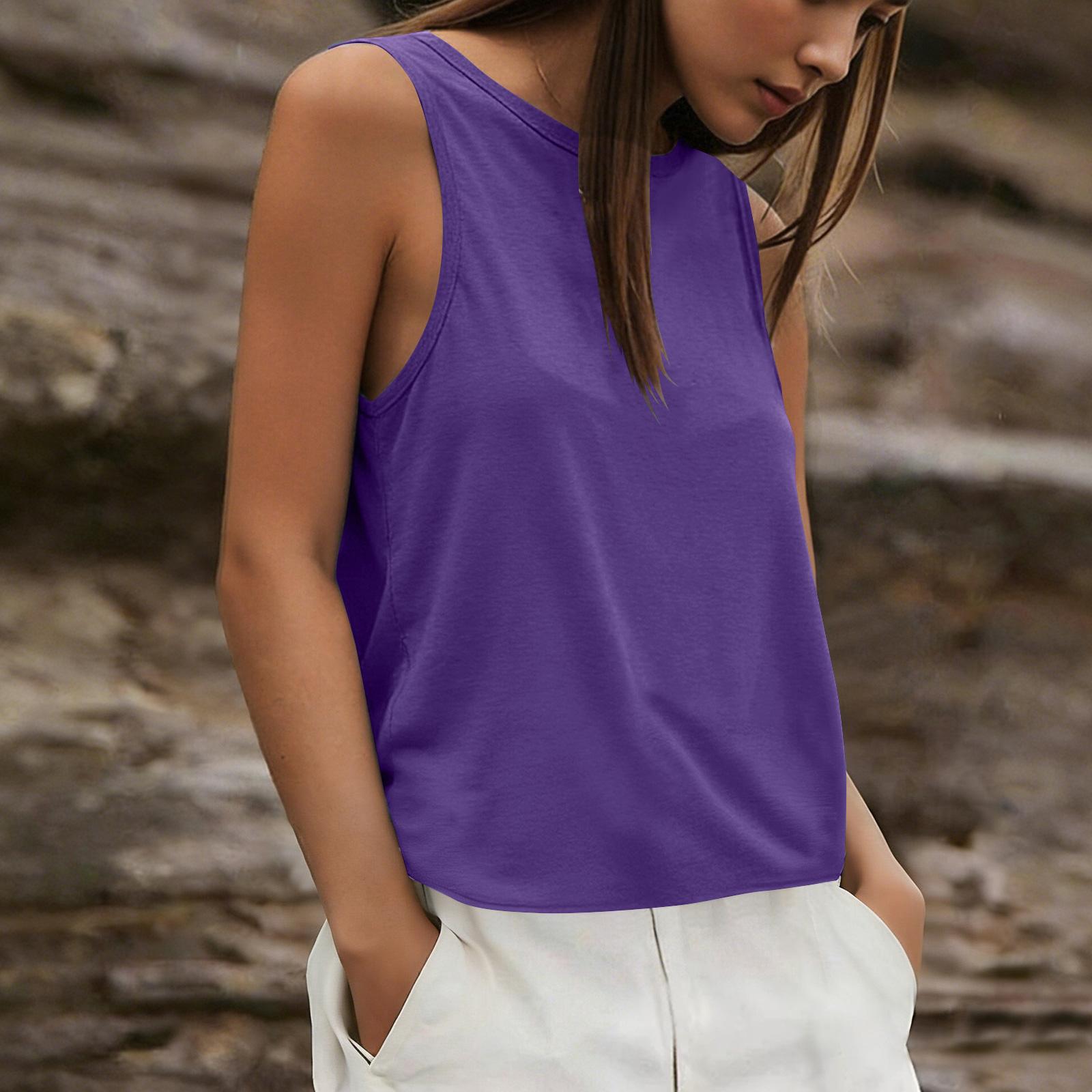

Women’s Sleeveless Open Back Tank Top Loose Fit Lightweight Athletic Yoga Workout Shirt for Gym Running Training XL фіолетовий