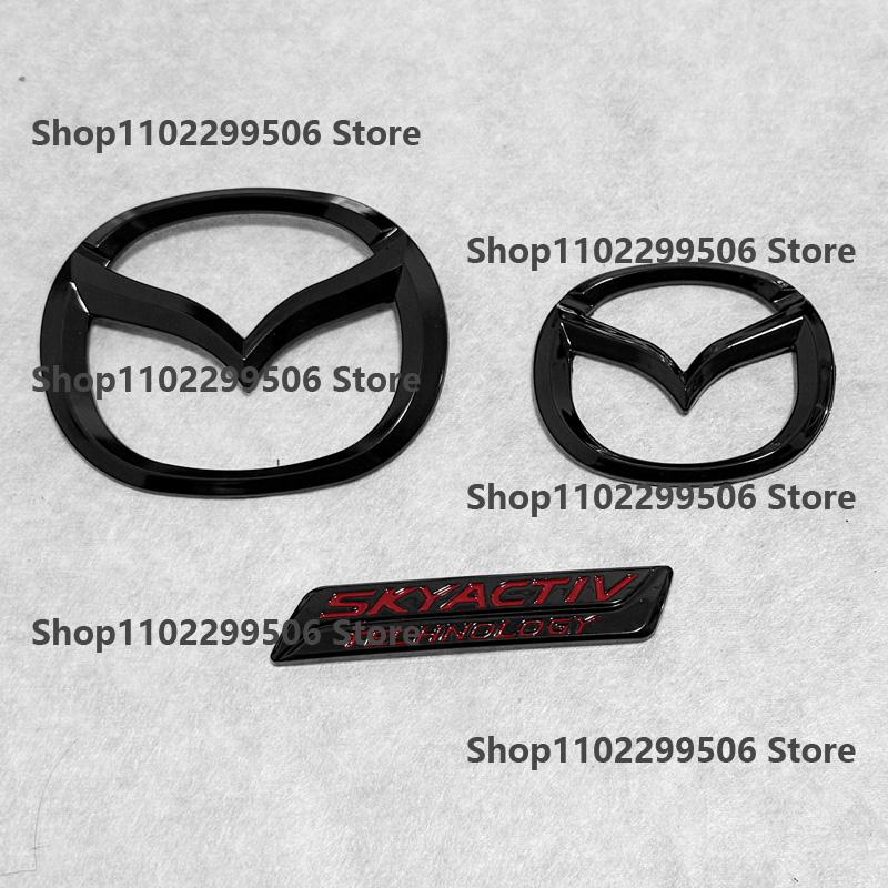 For Mazda MX5 Miata NC ND Black ABS Front Grille Emblem Steering Wheel Rear Trunk Badge Logo Rear Tail Refitting Decoration