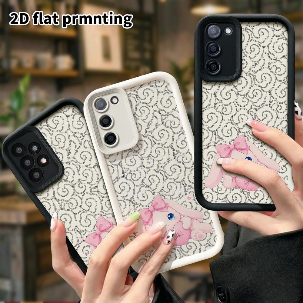 Phone Case: 2D Flat Samsung Galaxy A34 A35 M05 M06 S20 S22 S21 FE Plus 5G Protective Case, Pink Lop-Eared Bunny, Christmas and Halloween Gifts