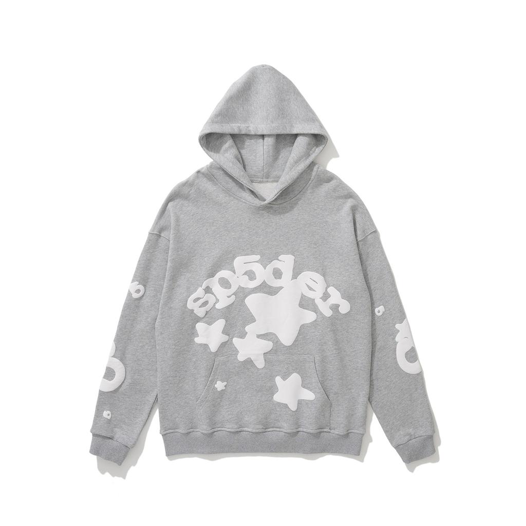 Cross-border beauty tide sp5der loose American hip-hop street casual loose and versatile pure cotton hooded sweater printing