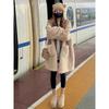 Korean Lazy Style Lamb Wool Winter Thick Warm Women Long Coat Faux Two Piece Jacket