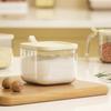 3-Piece Kitchen Seasoning Organizer Set With Base Spoon PET Storage Jars Salt Pepper Spices Modern Minimalist