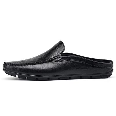Neue Herren Halbloafer Pantoletten Atmungsaktive Mules für Herren Leichte Atmungsaktive Kleiderschuhe Echtleder Slipper Loafer