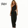 Talos Baumwoll-Leinen 2-teilige Sets für Damen, Ein-Schulter-Ärmelloses Oberteil mit Weitbeiniger Hose Passendes Set, Sommerurlaub Lounge Outfits