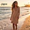 Comfortable Daily Dress Cowl Neck Knit for Women, Long Sleeve Ribbed Stylish Casual Women Mini Sweater Dress, Fall Spring Outfits Beach