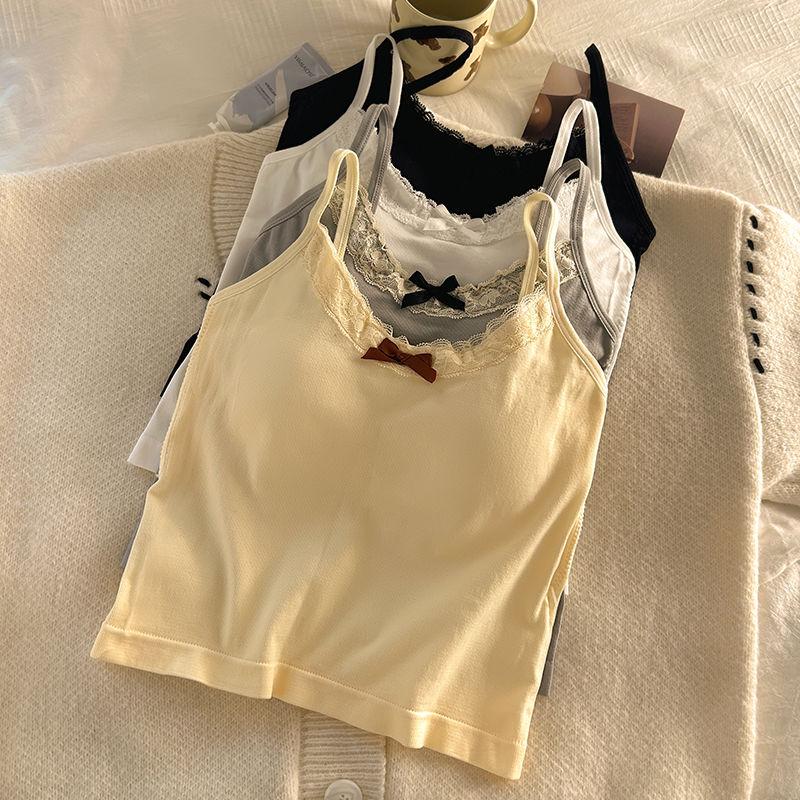 Camisole Vest Summer Cute Niche Design Sense Outer Wear Slimming Chest Pad Slim Sleeveless Metal Free Underwear