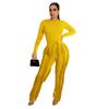 European and American Women's Tassel Lace Jumpsuit Set - Solid Color Sportswear, Autumn/Winter 