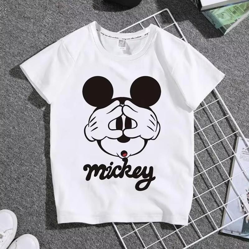Cartoon Cute Mickey Summer Childrens Cotton Tshirt Y2K Harajuku Casual Tshirt Top Street Fashion Unisex Women Clothing